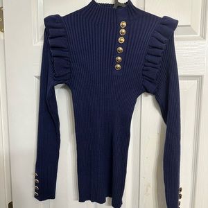 SHEIN navy gold button sweater